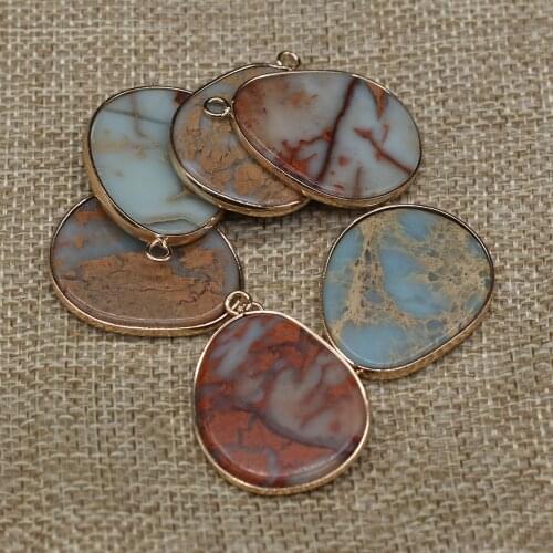 Big Water Drop Stone Pendants Gold-plate Earrings Natural Stone for DIY Trendy Necklace Earrings Jewelry Making Accessories