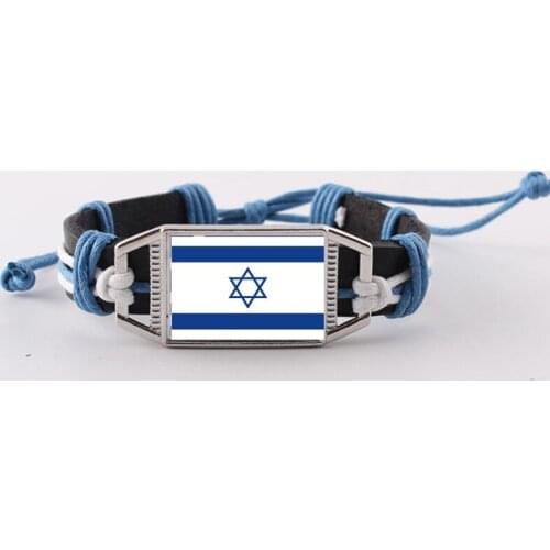 Israel Greek Country Flag Charms Genuine Leather Bracelet Bangles Hand Braided Bracelet Jewelry Fashion Jewelry Dropshipping
