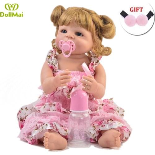 New 22'' Handmade Lifelike Reborn Baby Doll Girls Full Body Vinyl Silicone bebes reborn bonecas