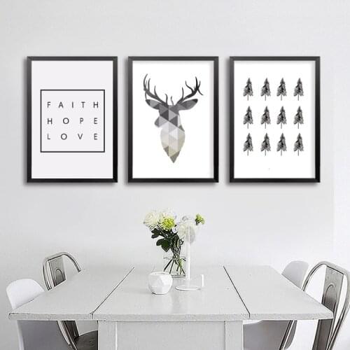 Self-adhesive Wall Stickers Geometric Deer Faith Quote Painting Wall Art Posters Print Home Decor Wallpapers Room Decoration