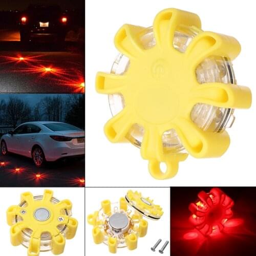 1pc 8LED Road Safety Flare Flashing Warning Light Roadside Flares Emergency Disc Beacon Magnetic Base For Car Truck Marine Boat