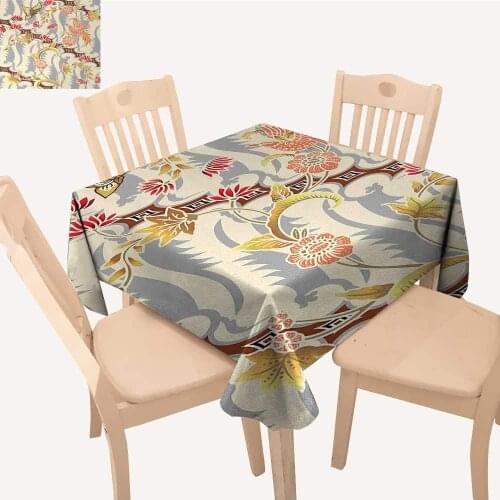 Batik Jacquard Tablecloth Japanese Garden Inspired Swirling Spring Flowers Design