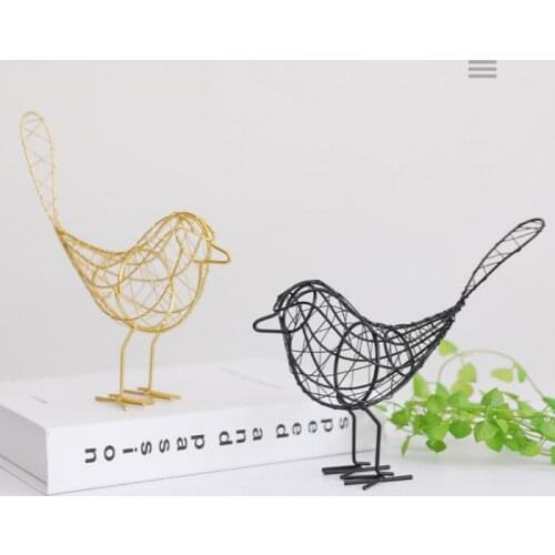 Iron Bird Figurines Miniatures Animal Nordic Abstract Statue Handmade Photographic Props Simple Desktop Ornaments Crafts