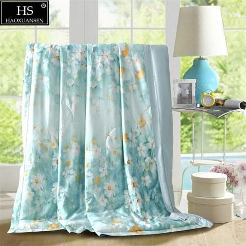 Floral Tencel 500 Thread Count Fabric Thin Quilt Summer Comforter Adult Double Bed Cover Queen King Size soft Blanket Summer qui