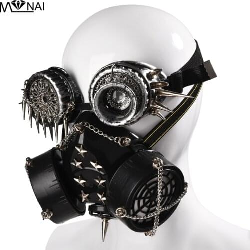 Steampunk Gothic Vintage Spikes Mask Goggles Cosplay Props Halloween Costume Rivet Masks with Glasses Accessories Men/Women