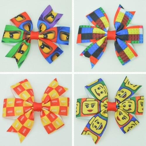 SUPWRF 3.1'' toy kids hair accessories hair Bow With Clip hair ties Printed Ribbon headwear wholesale 20 PCS T0929