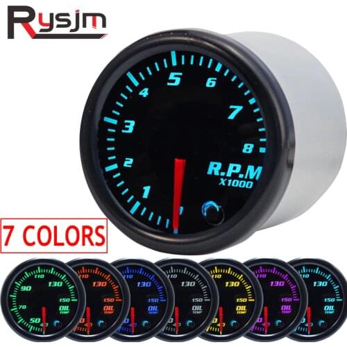 2" 52mm Car Auto Tachometer Gauge 0~8000 RPM Meter Universal 7 Color LED Meter Boat tacometro moto tach digital speed meter