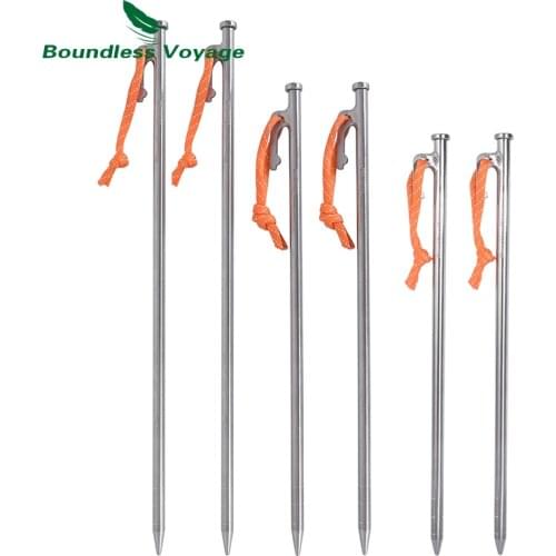 Boundless Voyage Camping Titanium Alloy Tent Stakes Nails with Wide Head Outdoor Awning Pegs For Hard Snow Floor 24 30 35 cm