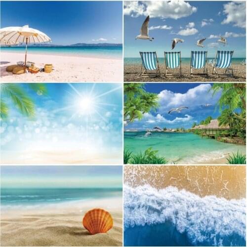 Tropical Backgrounds Summer Holiday Ship Sea Waves Beach Palms Tree Staircase Baby Scenic Photography Backdrop For Photo Studio