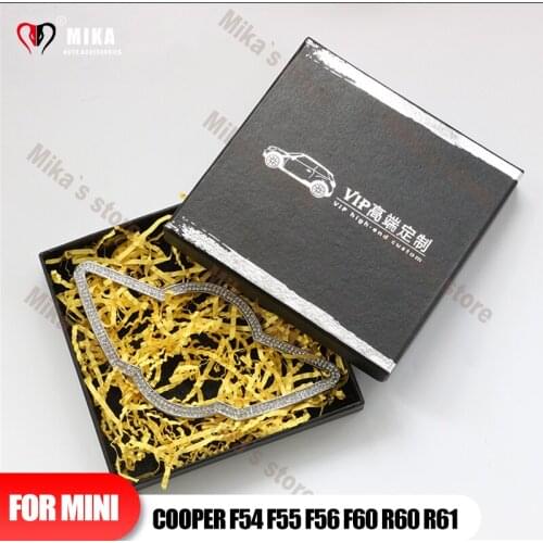 Car Exterior Front Badge Cover Auto Hood Emblem Frame Decals Diamonds Crystal Decoration Vehicle Accessories For Mini Cooper F55