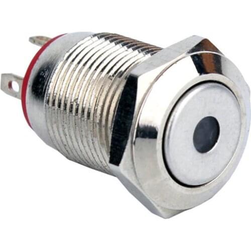 W01 12mm Momentary Push Button Flat Round Head 12V Dot Led Illuminated Push Button Switch