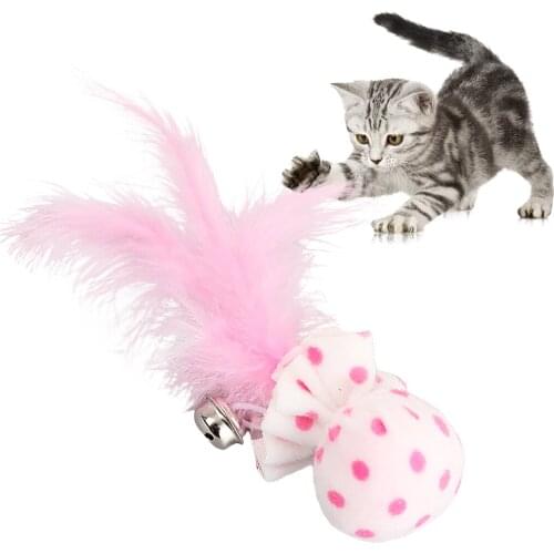 2PCS Legendog Cat Ball Toy Lovely Dot Colorful Fake Feather Cat Toy Cat Bell Ball Cat Funny Interactive Toy Training Toys