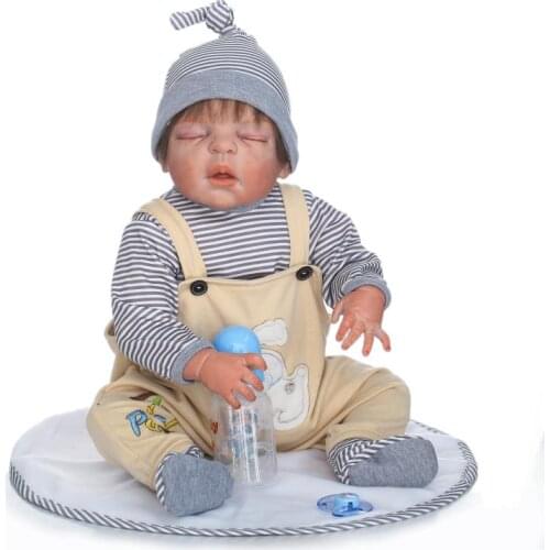 23" Reborn Babies Full Silicone Vinyl Body Boy Doll Realistic Doll Reborn Kids Toys Boneca Bebe Reborn Juguetes Brinquedos