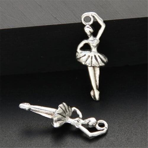 30pcs Silver Color Dancer Charm Ballet Girl Pendants Making DIY Handmade Jewelry A670