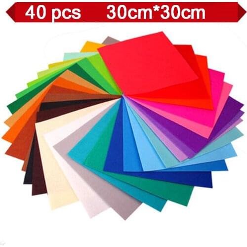 40pcs 30x30cm Non Woven DIY Felt Fabric 1mm Thickness Polyester Cloth Felts DIY Bundle For Sewing Dolls Crafts home decor