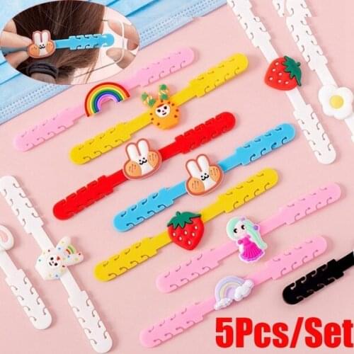 5Pcs/Set Adjustable Anti-Slip Face Mask Ear Grips Extension Hook Masks Buckle Strap Extender For Kids (Color Random)