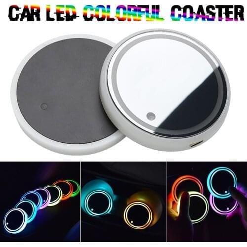 Car LED Cup Anti-Slip Mat colors Luminous Mat Automotive Interior USB Colorful Light Drink Holder Auto Accessories
