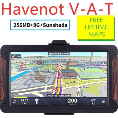 Free shipping havenot V-AT 5pcs 7" HD Car GPS Navigation 8G+RAM-256MB+Bluetooth-AV-IN+latest Europe Map +Truck gps navigators