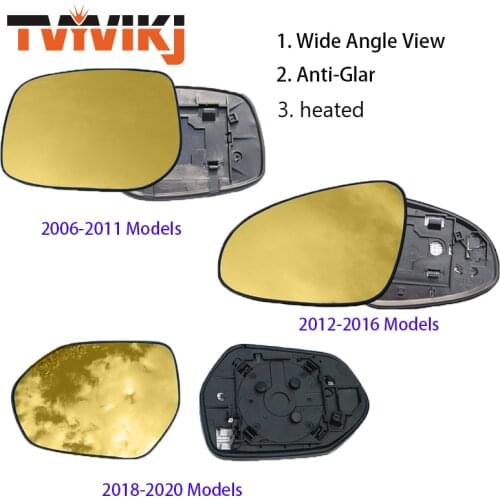 TVYVIKJ Side rearview mirror golden glass lens For Toyota Camry 2006-2020 wide angle view anti glare door mirror wing