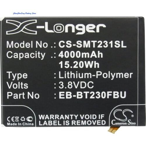Cameron Sino 4000mAh Battery EB-BT230FBU for Samsung Galaxy Tab4 7.0, SM-T230NT,SM-T230NU,SM-T230NY, SM-T235, SM-T237P, SM-T239C