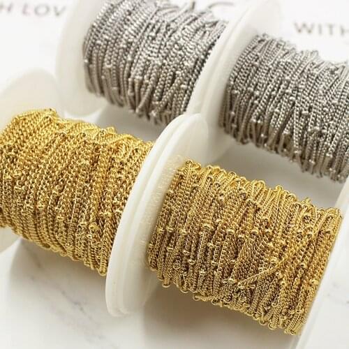 10 Yards/roll Stainless Steel Satellite Beaded Ball Bulk Chain 1.5mm 2.0mm Fit DIY Bracelets Necklace Jewelry Making Findings