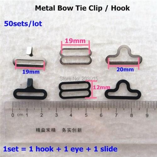 Chenkai 50 Sets/lot Adjustable Bow Tie hook Buckle Bow Tie Clip 19mm Hardware Necktie Hook Cravat Clips Fasteners