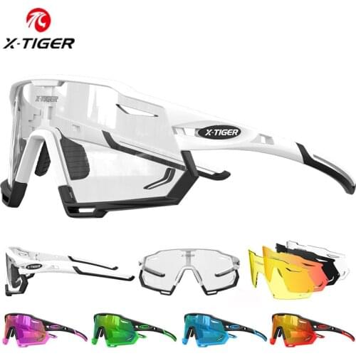 X-TIGER Photochromic Cycling Glasses Original Dual-purpose Design Sports Sunglasses UV400 Anti Glare Lightweight Cycling Glasses