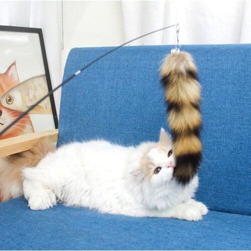 Interactive Pet Cat Toy Retractable Funny Chew Catnip Tease Stick Educational Toy Fox Fur Kitten Accessories Pet Supplies Fish