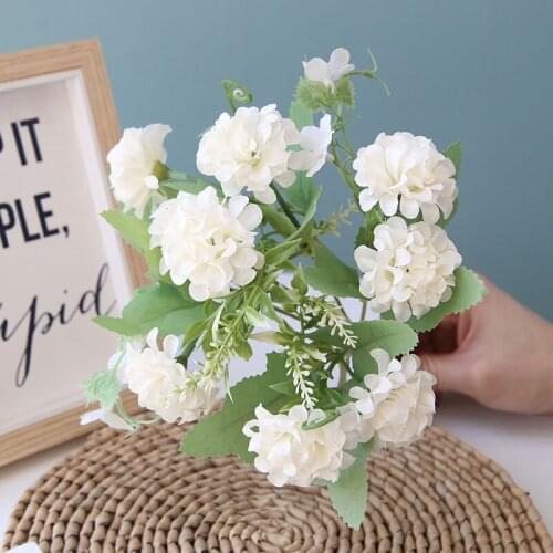 Pink Silk Hydrangeas Artificial Flowers Wedding Flowers for Bride Hand Silk Blooming Peony Fake Flowers White Home Decoration