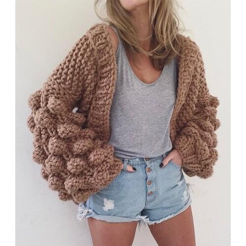 Winter Spring Women Fashion Long Lantern Sleeve Knitting Cardigan Sweater Women Knitted Casual Warm Cardigan Shawl Sweaters