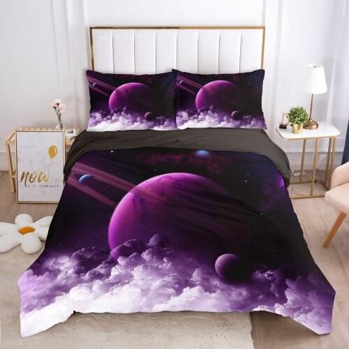 Galaxy bedding set Europe King Single Duvet cover set pillow case Bed linens Quilt cover 240x260 240x220 Black purple