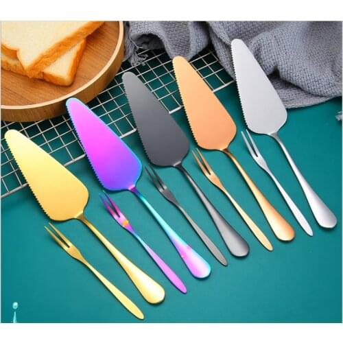 Stainless Steel Fork Cake Spatula Knife and Fork Cheese Pizza Spatula Kitchen Baking Tools