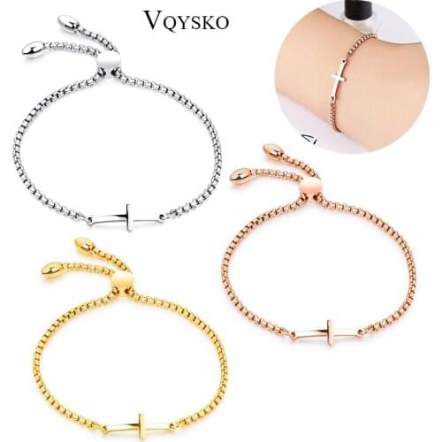 Fashion Chain Jesus Christian Stainless Steel Bracelet Women Adjustable Gold Charm Cross Pulseras Mujer Girls Jewelry Accessory