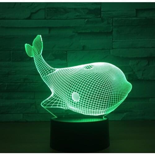 Sea Whale 3d Night Light Colorful Touch Switch Visual Small 3d Light Christmas decorations gift for baby room Kids Lamp