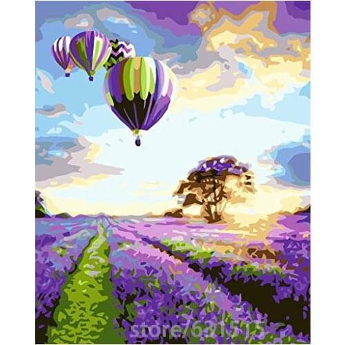 UnUnframed Wall Picture Painting By Numbers Canvas Painting Home Decor Paint By Number Lavender and Balloon Paint By Numbers