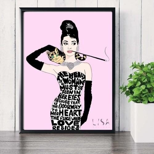 Audrey Hepburn Pink Artwork Canvas Art Print Painting Poster Wall Picture For Living Room Home Decorative Bedroom Decor No Frame