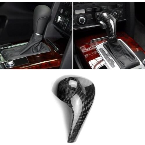 Genuine Carbon Fiber Shifter Knob Trim Cover for Audi A4L A5 A6L Q5 Q7 Accessory Auto Styling Trim Cover Sticker Parts