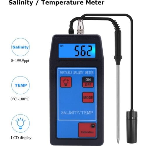 Professional 2 in 1 Salinity Temperature Meter Digital Water Quality Tester Salimeter Salt Content Measure for Seawater Aquarium
