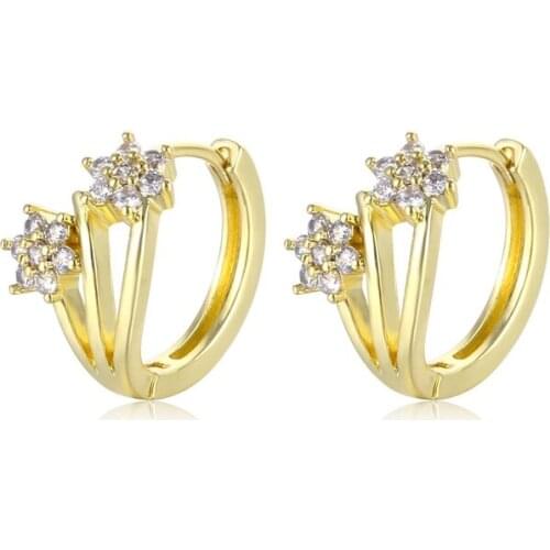 Simple Classic Six-Star Prong Inlaid Zircon Gold Hoop Earrings For Women Brand Designer Claw Round Huggie Earrings Wholesale