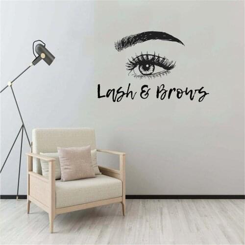 Eyelash Extensions Wall Sticker Lash And Brows Wall Decals For Beauty Salon Decor Eyebrows Wall Vinyl Art Mural DW10698