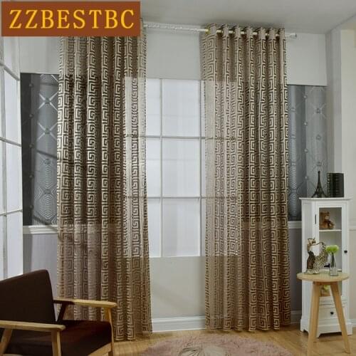 European luxury jacquard lace Voile Curtain for Living Room Window Tulle curtain kitchen Window Tulle curtain Bedroom 3 colors