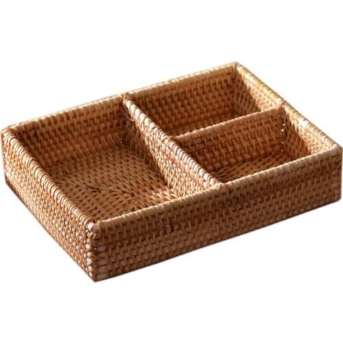Handmade Vietnam Autumn Rattan Woven Storage Box Clothes Tea Table Snack Storage Basket Finishing Sundries