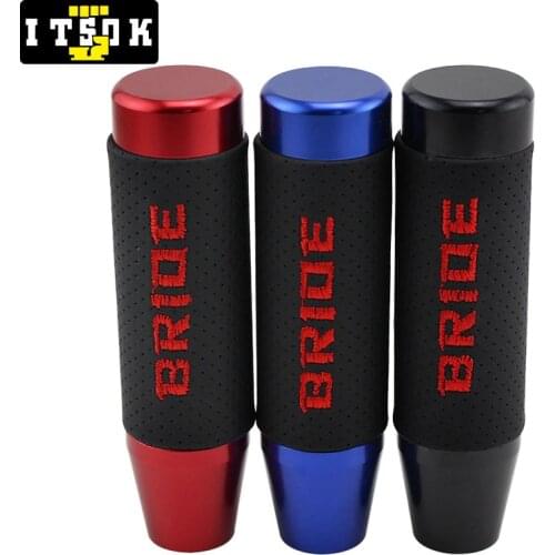BRIDE Gear Shift Knob Aluminum Leather 13 CM JDM Universal Shifter Stick Racing Tuning Shiftknob Sport Gearknobs Car Gearshift