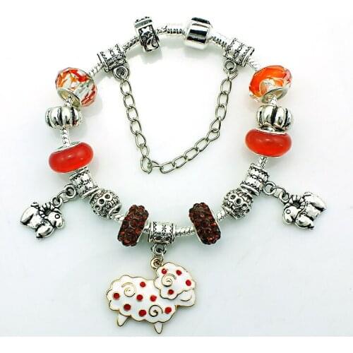 Brand New Personality Luxury Infinity Rhinestone Beads Murano Sheep Charms For Women DIY Bracelets & Bangles Jewelry