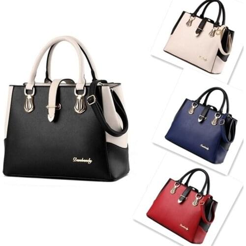 Girl Handbag Patchwork Shoulder Messenger Office Work PU Leather Women Bag Ladies Luxury Handbag Vintage Large Shoulder Bag