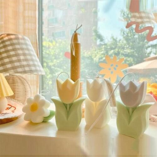 Flower Shape Candle Molds DIY Big Tulip Silicone Aromatherapy Candle Mold Fondant Cake Mould Handmade Clay Plaster Crafts
