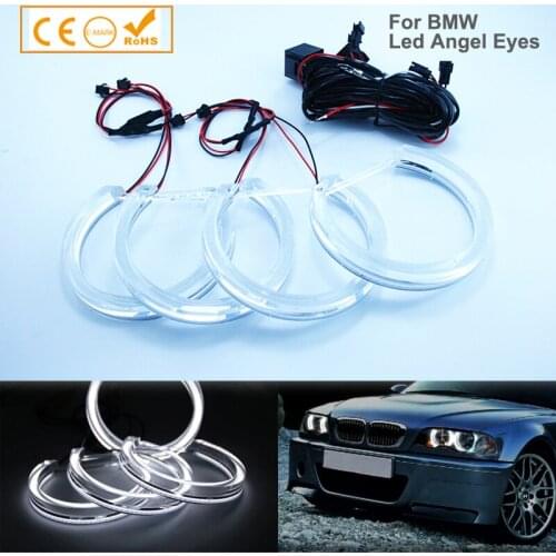 4Pcs Dual DTM Style LED Angel Eyes DRL Halo Lights For BMW E46 Coupe Sedan Wagon Halogen Xenon Projector Headlight Accessories