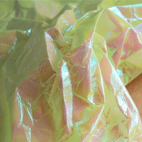 Reflective polyester Cloth Fluorescent faint yellow DIY Skirt Stage Clothes background Decor Bag Waterproof Designer Fabric