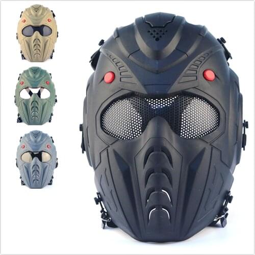 Tactical Paintball Airsoft Mask Metal Mesh or PC Lens Cosplay Shooting Hunting Goggles Military War Game Protective Face Shield