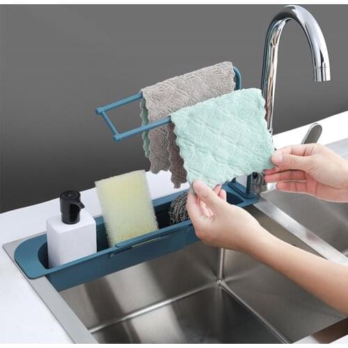 Telescopic Sink Storage Rack Adjustable Drain Rack Kitchen Sink Storage Rack Orangizer Washing Bowl Sponge Holder Bathroom